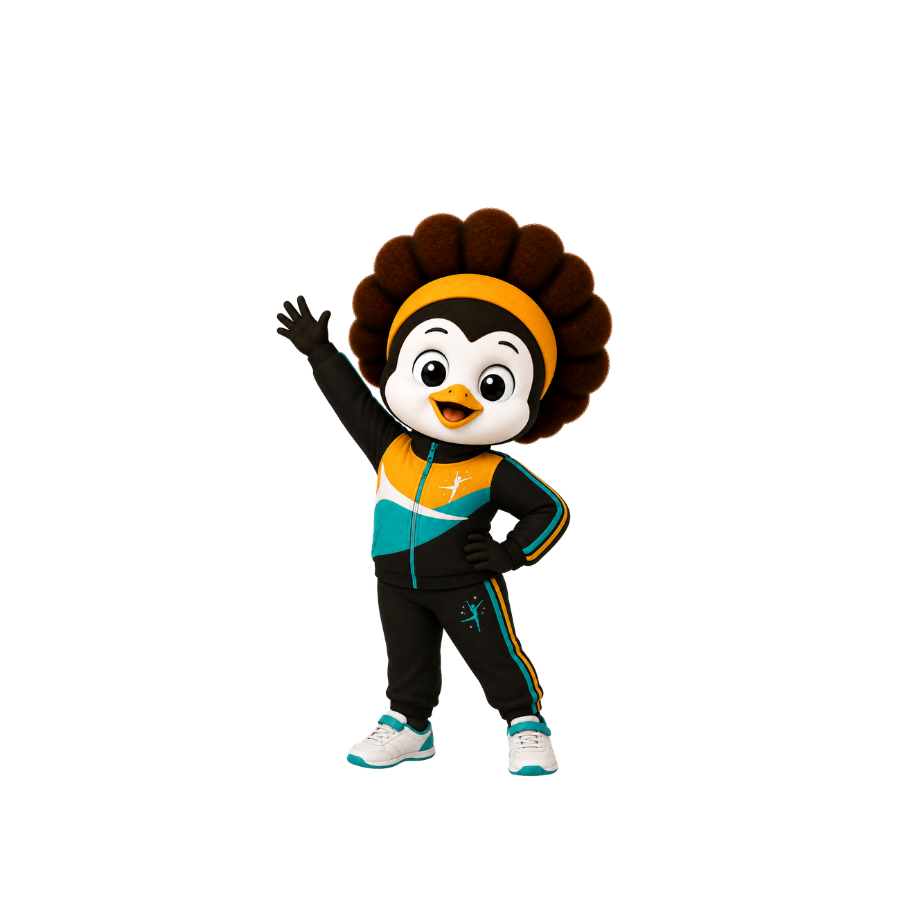 Lerato waving in her tracksuit