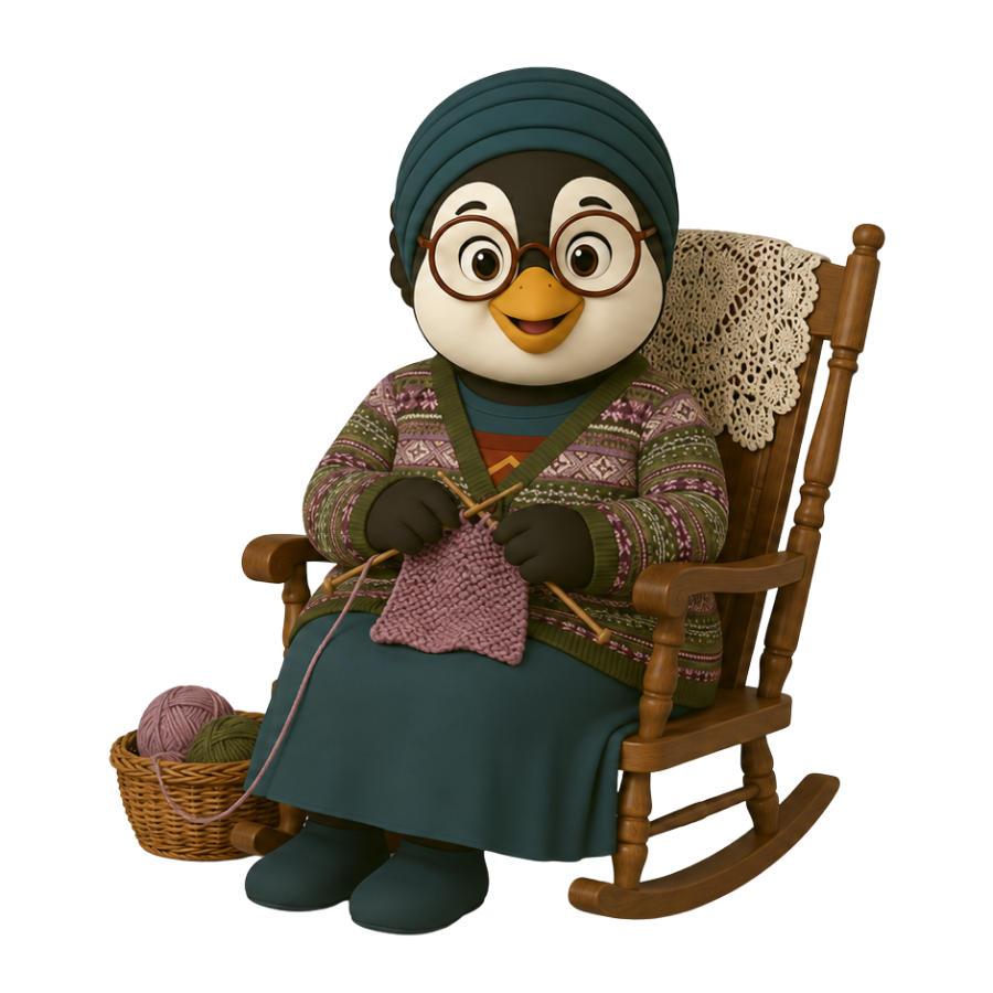 Makhulu knitting in her rocking chair