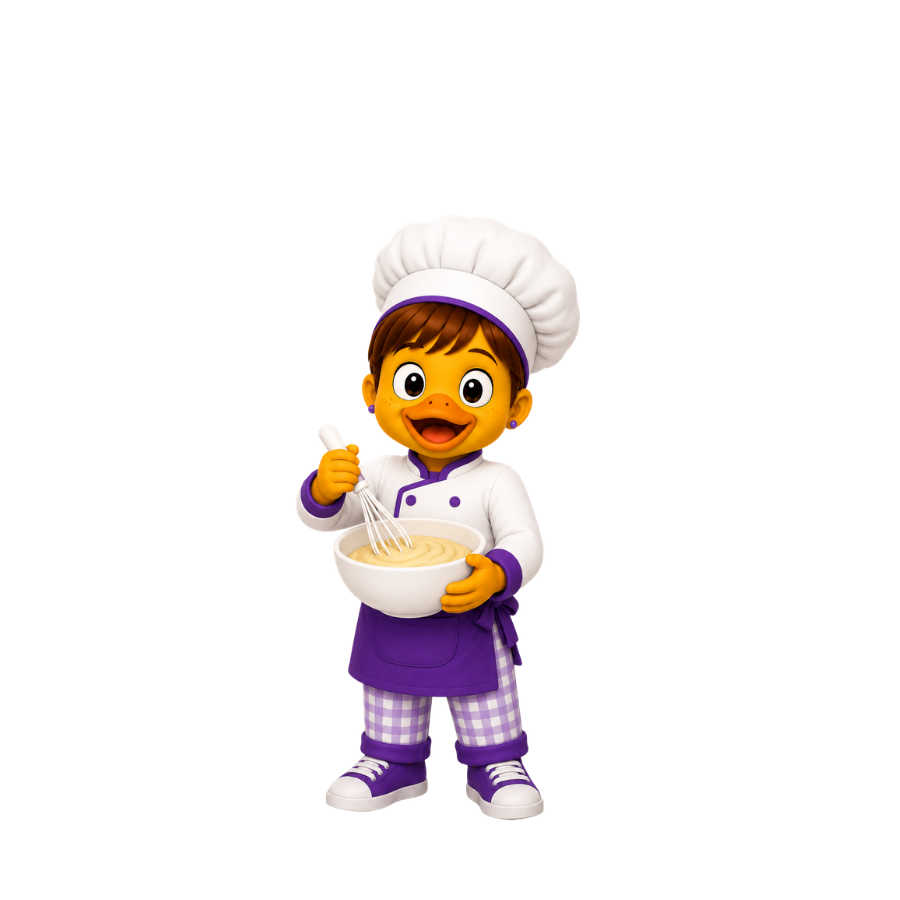 Sinobia whisking batter in a bowl
